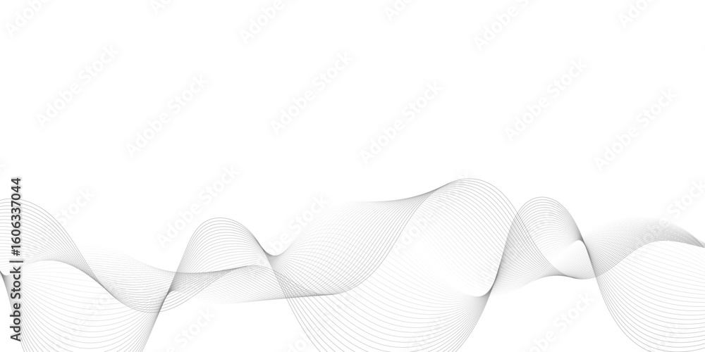 Fototapete Abstract grey, white smooth element swoosh speed wave modern stream background. Wave with lines created using blend tool. Abstract frequency sound wave lines and twisted curve lines background.	