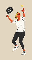 Female padel athlete tossing ball before serve, perfect for tutorial graphics, performance apps, or sports visuals.