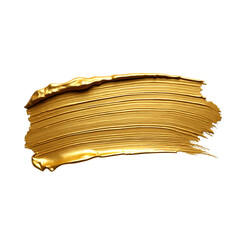 Gold Paint Texture Abstract Metallic Brush Stroke Background isolated on transparent background