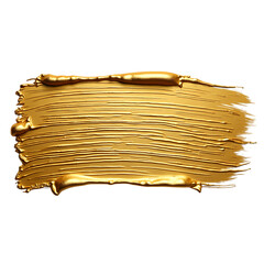 Gold Paint Texture Abstract Metallic Brush Stroke Background isolated on transparent background
