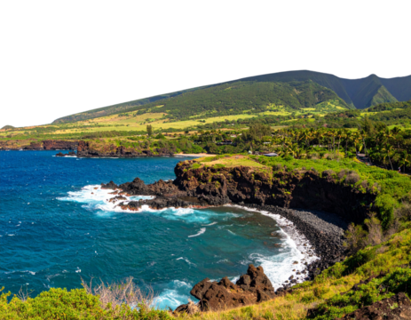 Tropical Kapalua Bay Coastline Panoramic Landscape, Transparent Background PNG