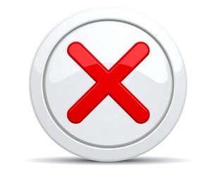 Obraz premium 3D red 'X' button on white circle