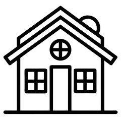 Solar House Icon – Black Outline Vector for Eco or Renewable Energy Design