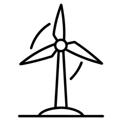 Renewable Power Icon – Outline Vector of Wind Turbine for Sustainability Design