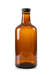 Amber glass bottle on white background