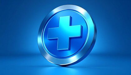 Obraz premium 3D rendered blue medical cross icon