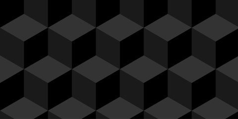 Abstract square black grid tiles cubic square shape backdrop texture. cube geometric wall and floor vector diamond hexagon triangle wallpaper background.	
