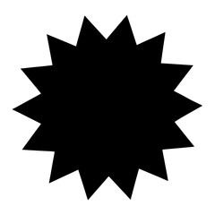 Black burst shape with jagged edges on a white background illustration