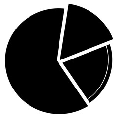 Black and White Pie Chart with Three Sections for Data Visualization