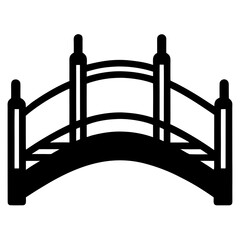 Simple Black and White Illustration of a Bridge with Arched Design