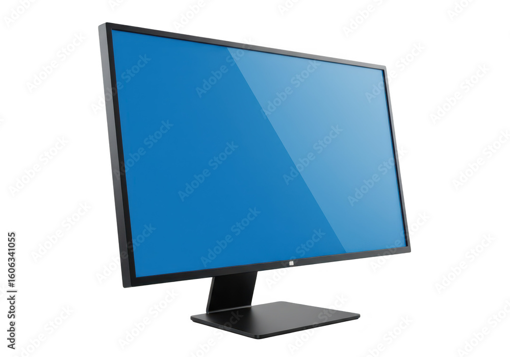 Poster a modern flatscreen computer monitor with a vibrant blue display, showcasing a clean design and isol