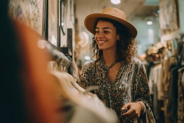 Woman shopping clothings at a boutique