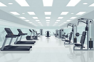 Modern gym interior with cardio and strength equipment fitness exercise