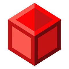Isometric of red cube vector on white background.