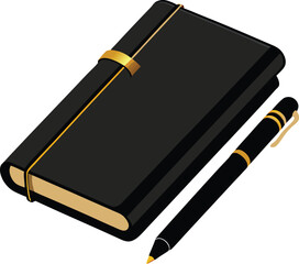 Elegant black notebook and pen set