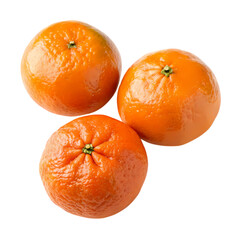 Three Ripe Mandarin Oranges on transparent background