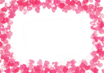 A decorative frame made of pink and red hearts with a transparent background