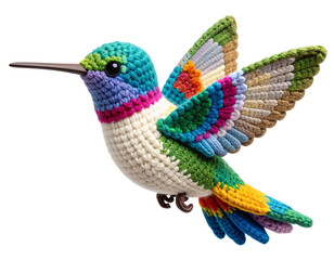 Obraz premium Handmade Crochet and Felt Hummingbird Plushie Toy, Transparent Background PNG