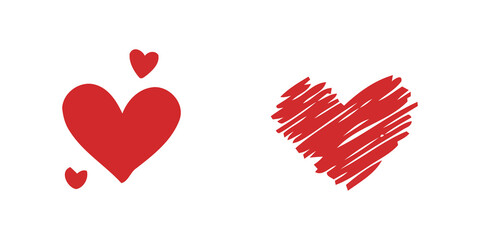 Hand-Drawn Red Heart Illustrations in Two Styles