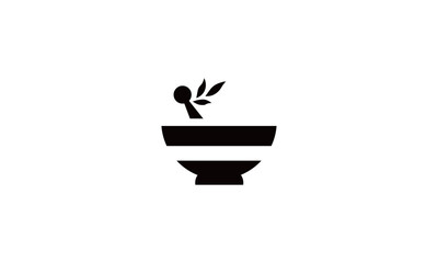 Herbal Bowl with Leaves &ndash; Natural Medicine and Wellness Icon