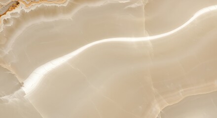 High-resolution close-up of a creamy stone slab, showcasing its unique swirling natural veining and polished finish.