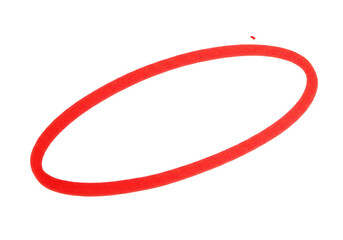 A red marker draws an oval shape on a plain transparent background