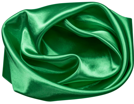 Abstract Green Fabric Swirl Fold Material Mockup, Transparent PNG