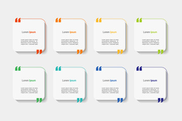 Fototapeta premium For business concept with 8 steps infographics, rectangle shape with multicolor label, design for workflow layout, diagram, annual report, web design. vector illustration