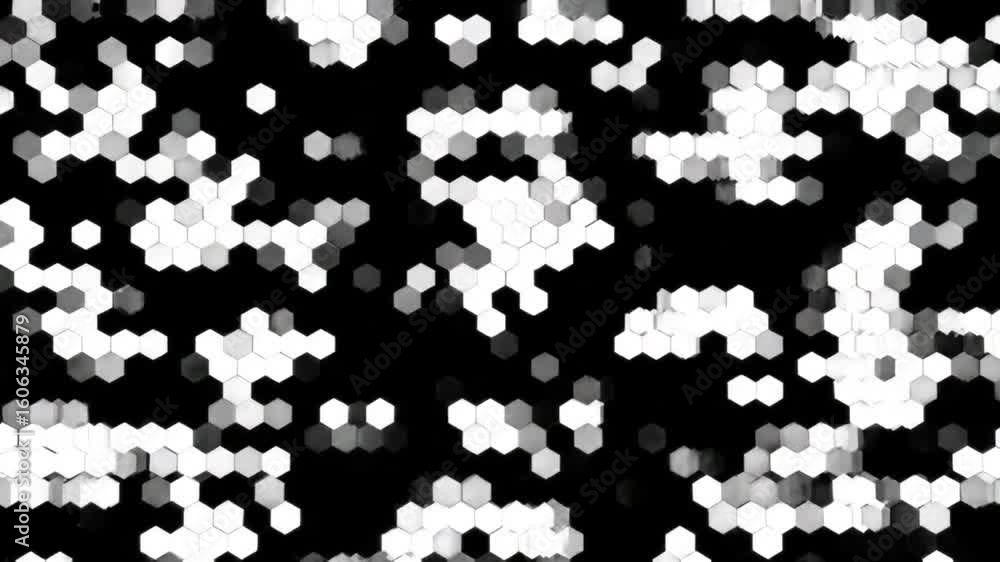Poster a mesmerizing abstract pattern of interconnected white and gray hexagons creates a modern and dynami