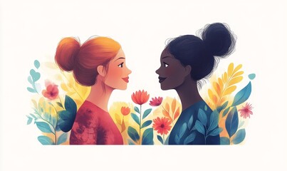 International Womens Day: Happy Equality Day featuring plus-size smiling interracial female work friends,  diversity and empowerment in the workplace, Generative AI