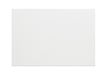 A plain white rectangular sheet of paper, isolated on a clean transparent background