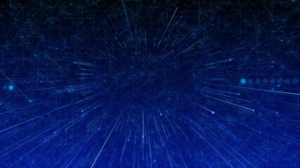 Abstract wave animation, digital particle cyber technology background grid network of blinking digital data lights floating particles. Connectivity connections concept technology motion background - Powered by Adobe