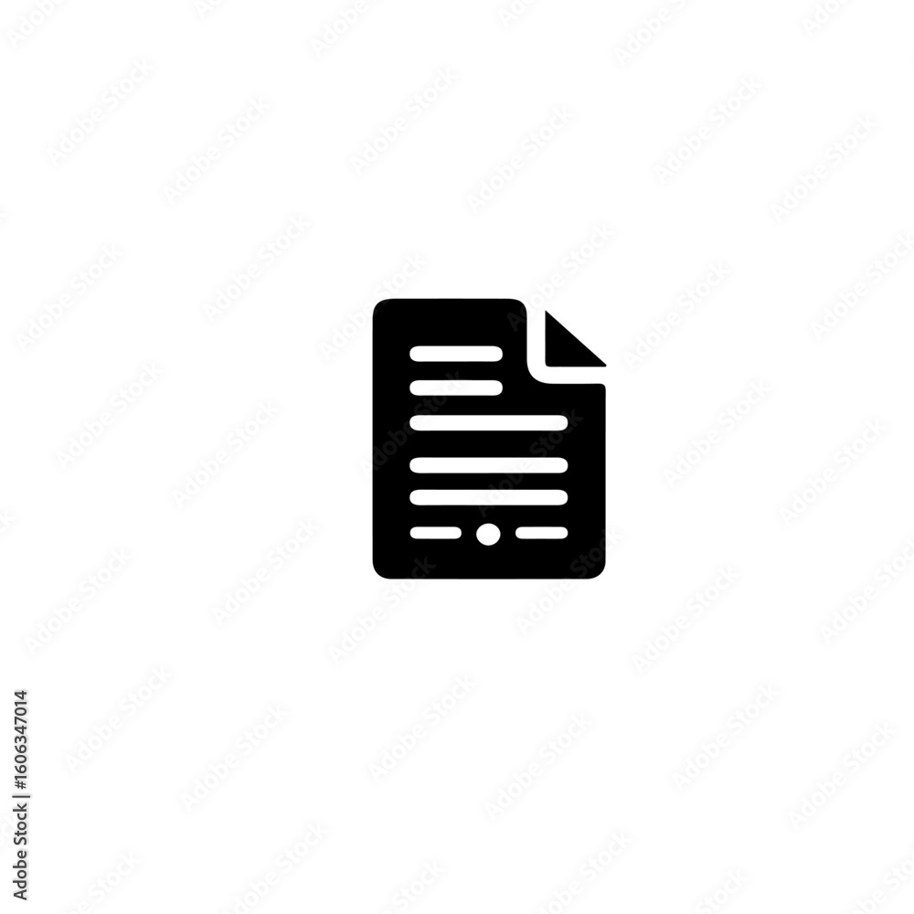 Poster a simple black and white icon of a document with text lines and a small circle dot mark