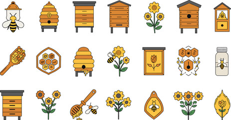 Urban Beekeeping & Pollinator Support Icons