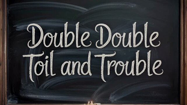 Double Double Toil and Trouble Handwritten Chalkboard Phrase