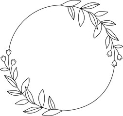 Botanical Floral Circle Frame