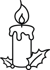 Christmas candle line art vector illustration design