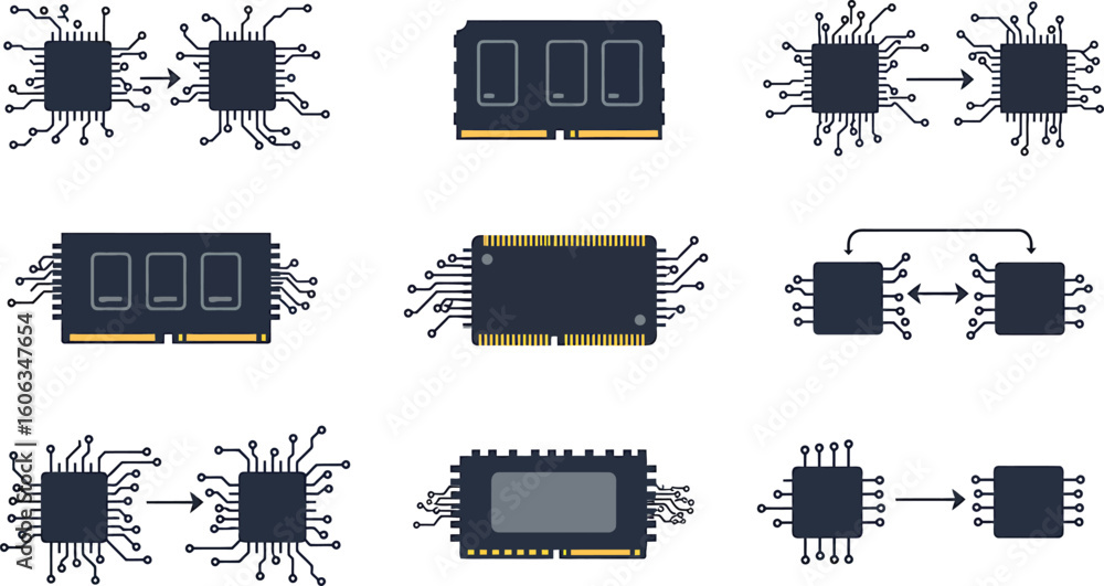 Poster elegant ram circuitry and data storage graphics