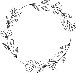 Botanical Floral Circle Frame