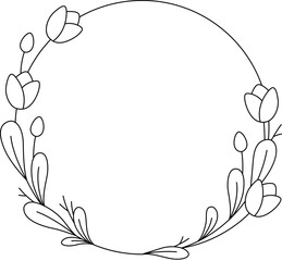 Botanical Floral Circle Frame