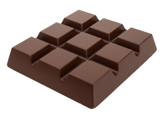 A square bar of chocolate with nine segments, isolated on a transparent background