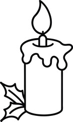 Christmas candle line art vector illustration design