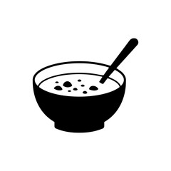 Soup bowl silhouette icon vector flat design.