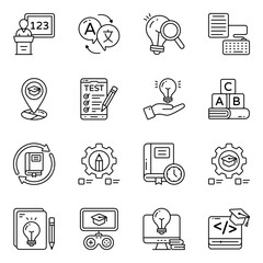 Set of Online Education Linear Icons

