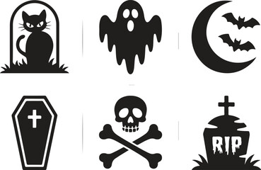 Obraz premium Silhouette Ghost Clipart | Horror Skull & Bones Art