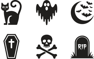 Silhouette Ghost Clipart | Horror Skull & Bones Art

