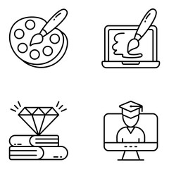 Set of Pedagogy Linear Icons


