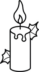 Christmas candle line art vector illustration design