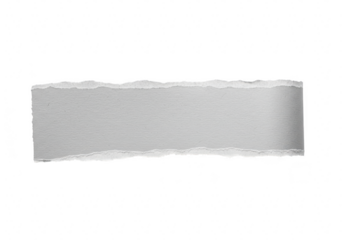 A torn piece of grey paper with rough edges isolated on a transparent background