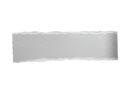 A torn piece of grey paper with rough edges isolated on a transparent background